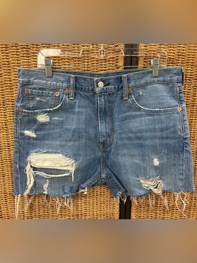 Levi’s 511 Distressed Cutoff Denim Shorts W33 Raw Hem Festival Jean Shorts